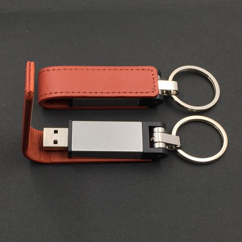 Processing Festival gift customized straight edge leather case U disk new PR gift embossed leather logo leather case U disk 