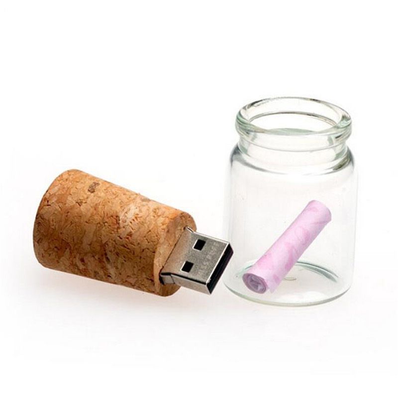 Floating bottle U-disk 2019 new creative decoration can be customized with logo wood U-disk 
