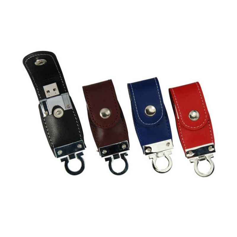 Leather case key ring embossed logo leather U disk to customize 8g16g32g leather case U disk 