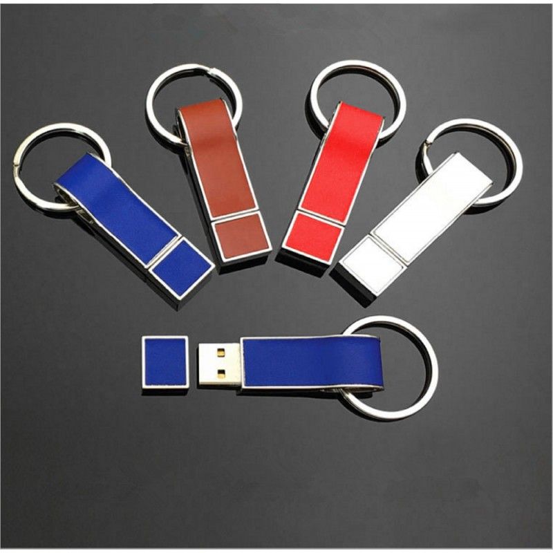 Key chain business leather case U disk PR gift embossed leather logo customized U disk