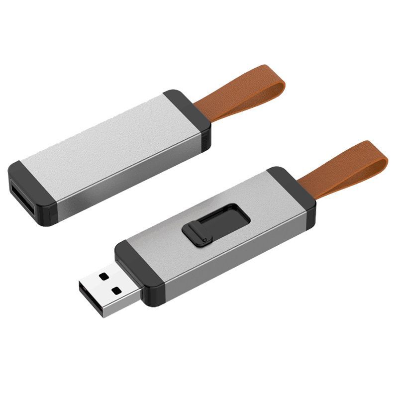 New type of metal push-pull cord U-disk portable fashion, can be customized logo plastic push-pull U-disk 