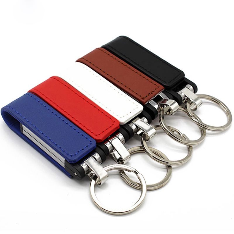 Processing Festival gift customized straight edge leather case U disk new PR gift embossed leather logo leather case U disk 