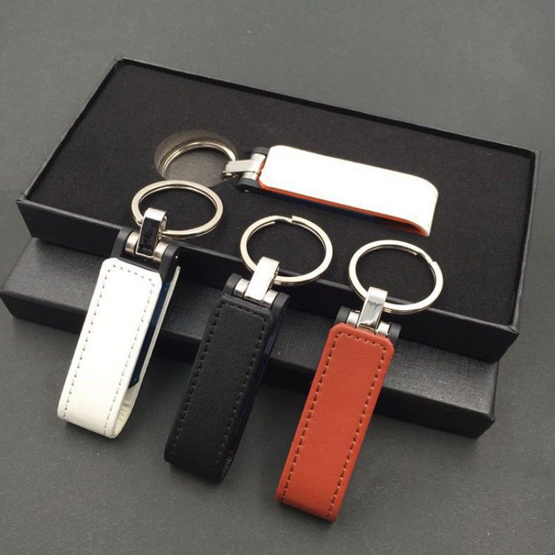 Processing Festival gift customized straight edge leather case U disk new PR gift embossed leather logo leather case U disk 