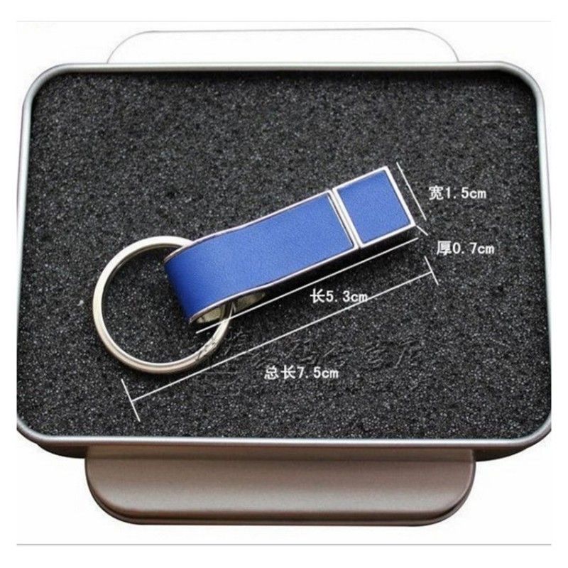 Key chain business leather case U disk PR gift embossed leather logo customized U disk
