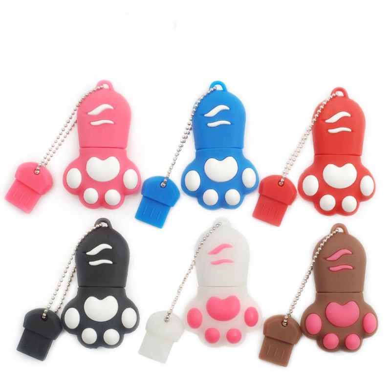 PVC soft rubber cat claw U disk can be wholesale printed logo soft rubber creative cartoon cat claw U disk 