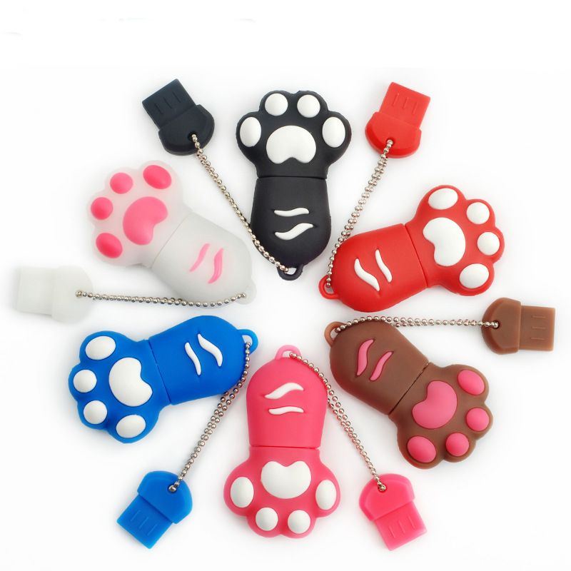 PVC soft rubber cat claw U disk can be wholesale printed logo soft rubber creative cartoon cat claw U disk 