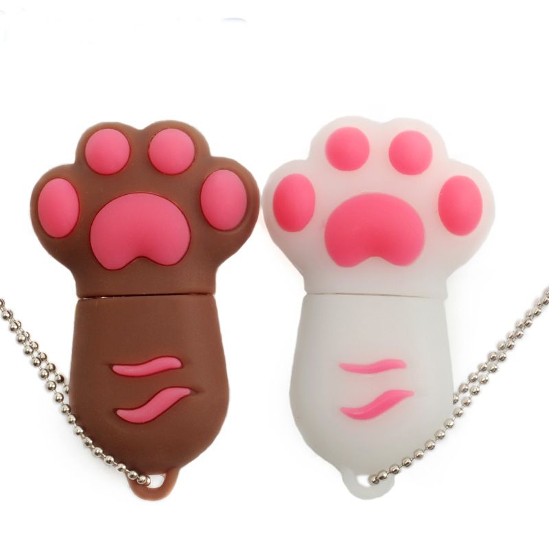 PVC soft rubber cat claw U disk can be wholesale printed logo soft rubber creative cartoon cat claw U disk 