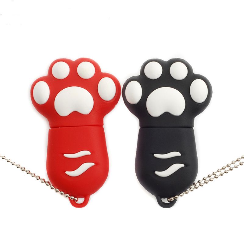 PVC soft rubber cat claw U disk can be wholesale printed logo soft rubber creative cartoon cat claw U disk 