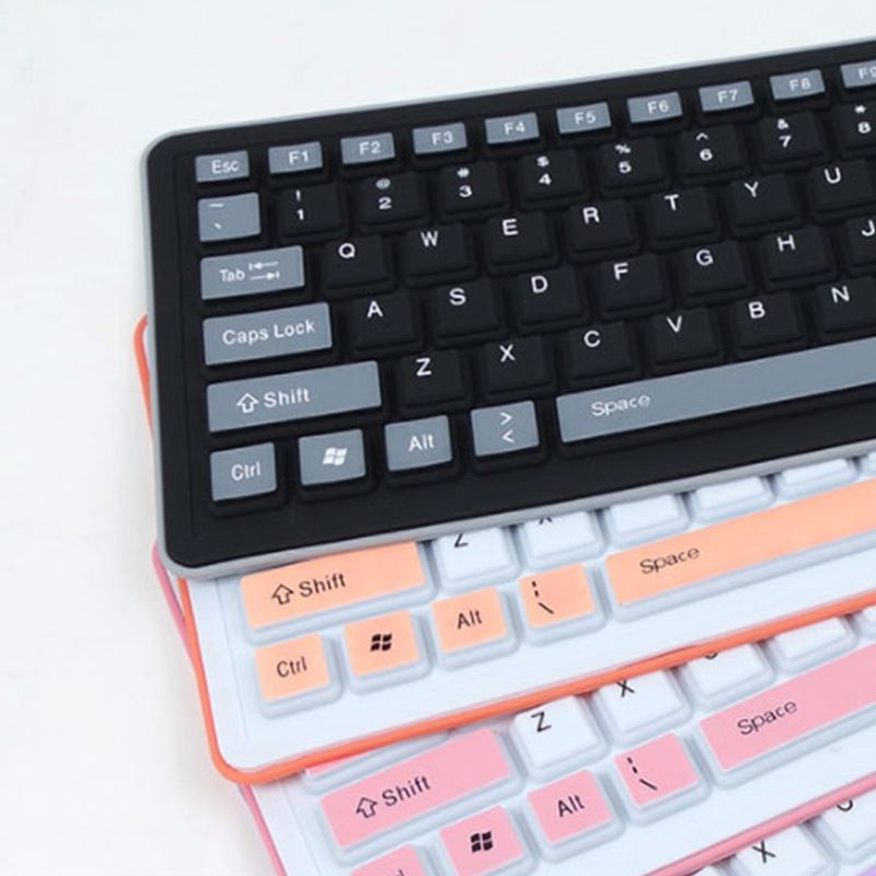 Factory wholesale 103 key silica gel waterproof and dustproof foldable industrial office soft keyboard can be connected with mobile phone 