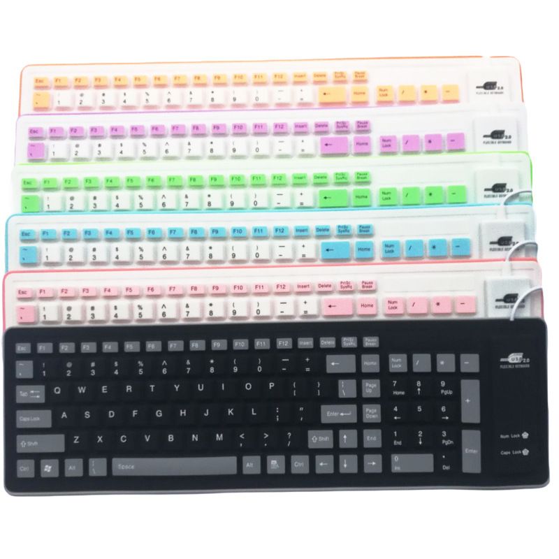 103 key silicone USB folding silicone keyboard factory wholesale waterproof mobile phone office game keyboard 