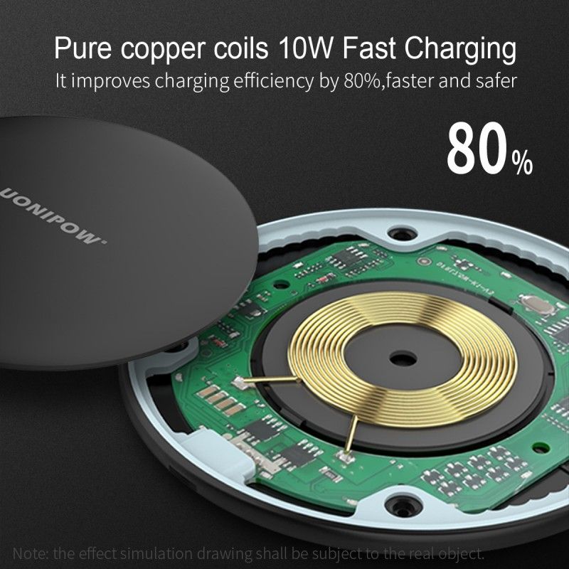 Manufacturers hot 10W compatible 7.5W mobile phone wireless fast charging round lightweight ultra thin wireless charger