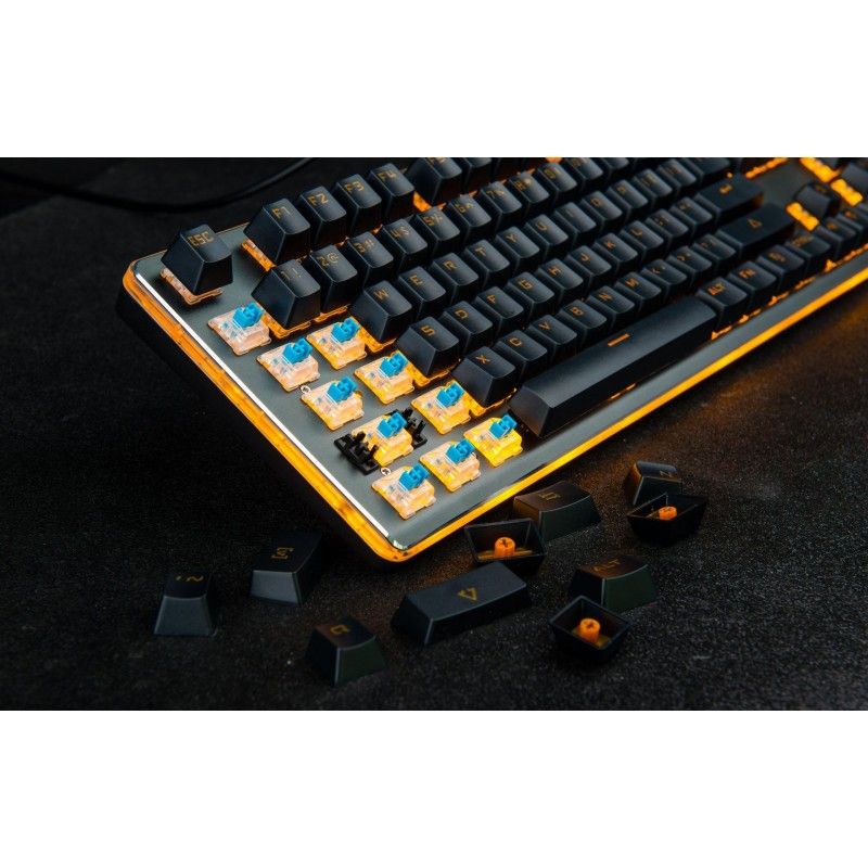 Yk100 green axis mechanical hand semi mechanical game pluggable axis film metal keyboard orange light transmission customization