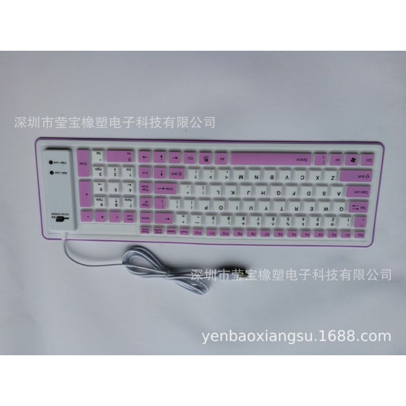 Factory wholesale 103 key silica gel waterproof and dustproof foldable industrial office soft keyboard can be connected with mobile phone 