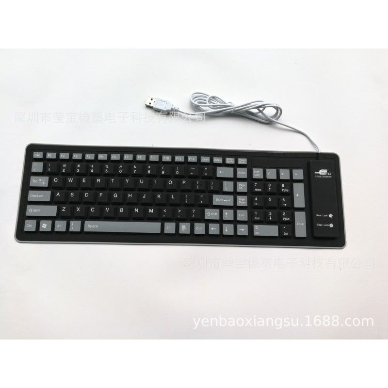 Factory wholesale 103 key silica gel waterproof and dustproof foldable industrial office soft keyboard can be connected with mobile phone 