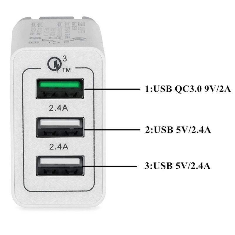3usb mobile phone charger 5v2.4a fast charging adapter European standard American Standard for Xiaomi Android qc3.0 charging head