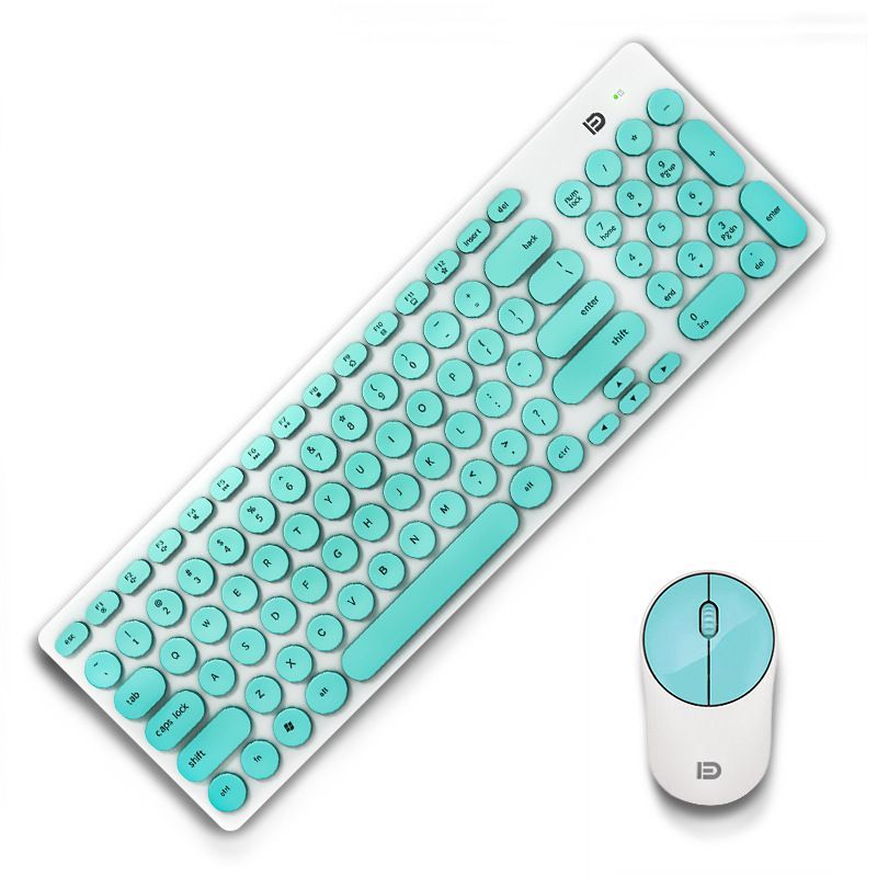 Ik6630 wireless keyboard and mouse set punk round key cap silent power saving wireless key mouse set 