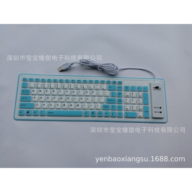 Factory wholesale 103 key silica gel waterproof and dustproof foldable industrial office soft keyboard can be connected with mobile phone 