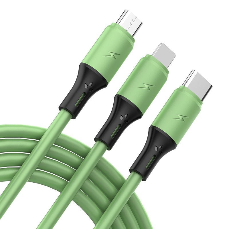 Liquid soft glue is suitable for Android Apple multifunctional three in one universal three head fast charging data cable