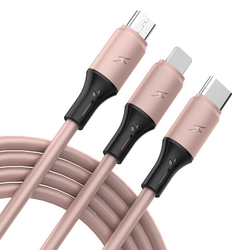 Liquid soft glue is suitable for Android Apple multifunctional three in one universal three head fast charging data cable