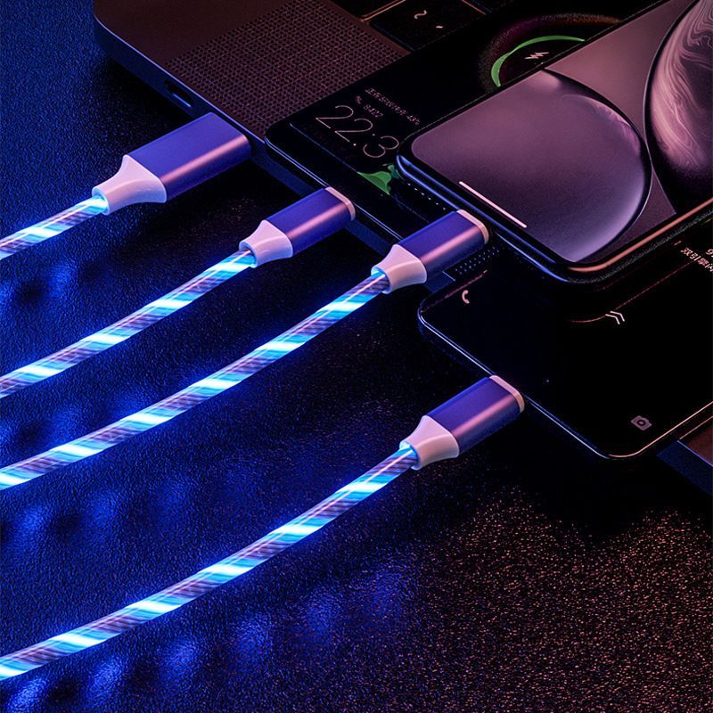 One drag three metal streamer cable is suitable for Apple Android type-C mobile phone one minute three fast charging data cable