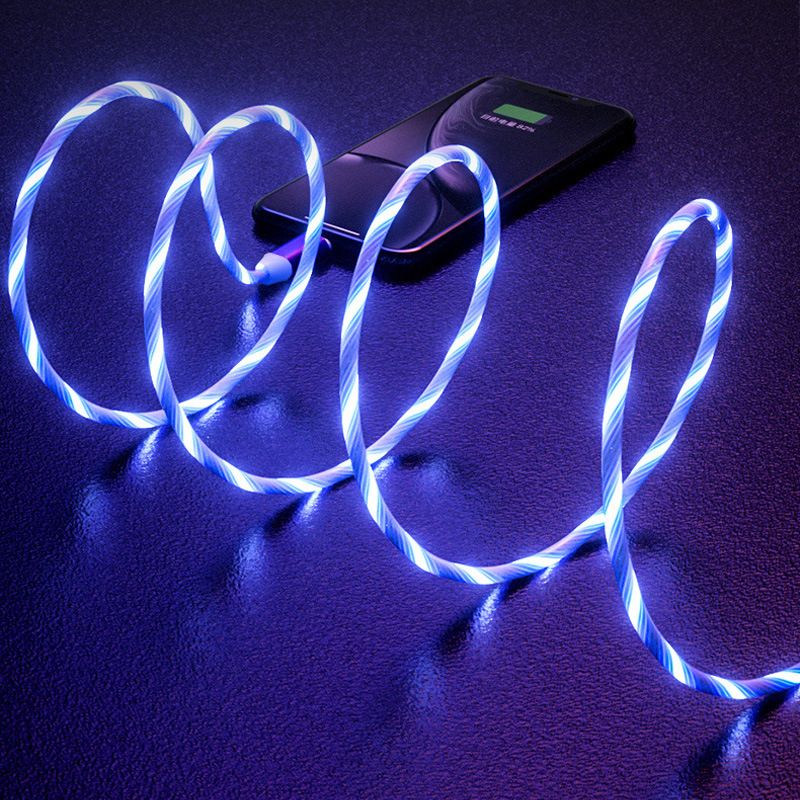 Metal streamer data cable is suitable for Apple Android type-C running lamp, intelligent power-off 2.4a fast charging cable
