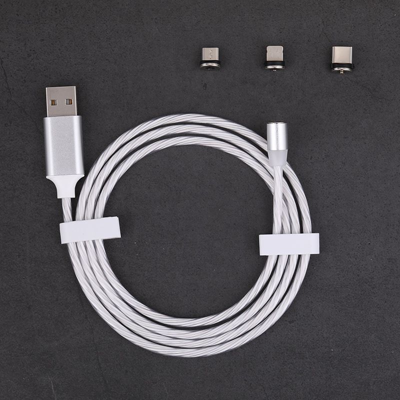 Magnetic streamer data line is suitable for Apple type-C Android mobile phone led three in one magnetic charging line