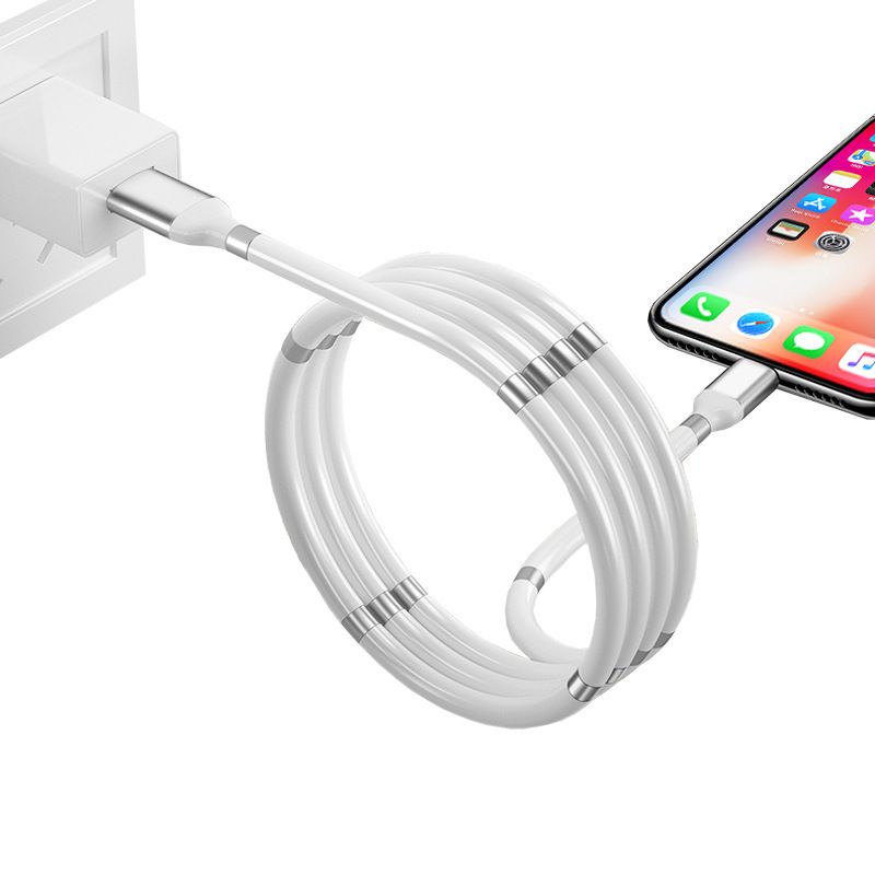 Magnetic absorption data line magic rope magnetic line of force is suitable for Apple type-C Android mobile phone portable fast charging line