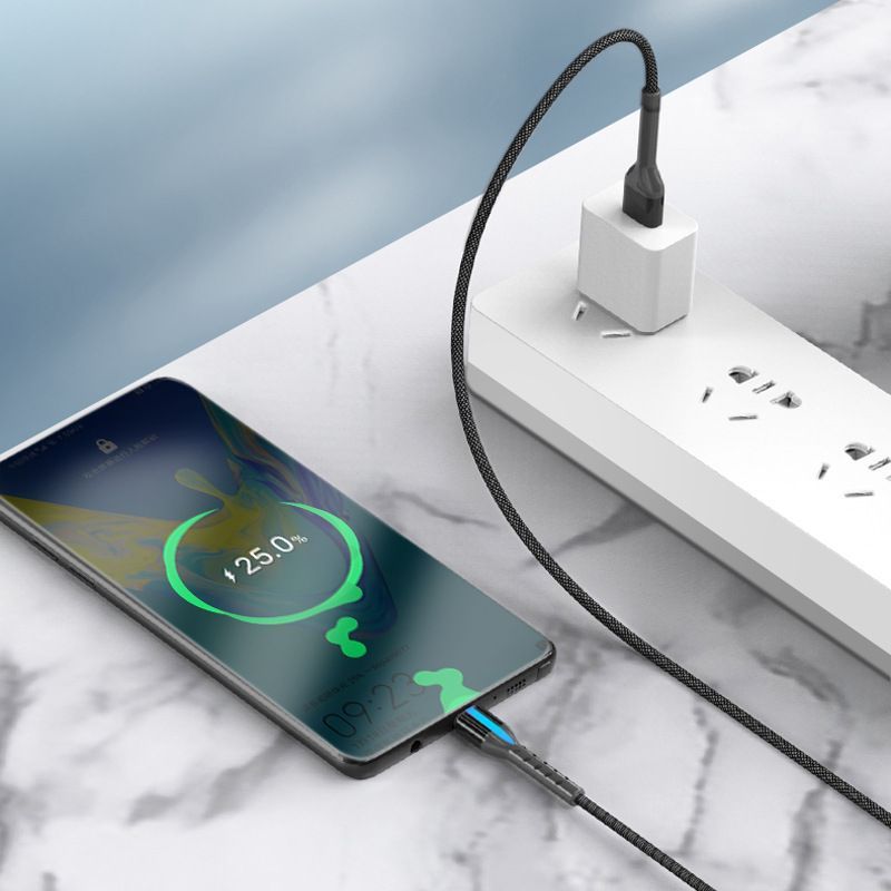 Running lantern cloth data line is suitable for Apple Android typec mobile phone fast charging line 2.4a intelligent light breaking line