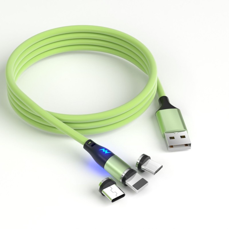 Makaron magnetic data cable color liquid fast charging cable is suitable for Apple Android type-C data cable with light