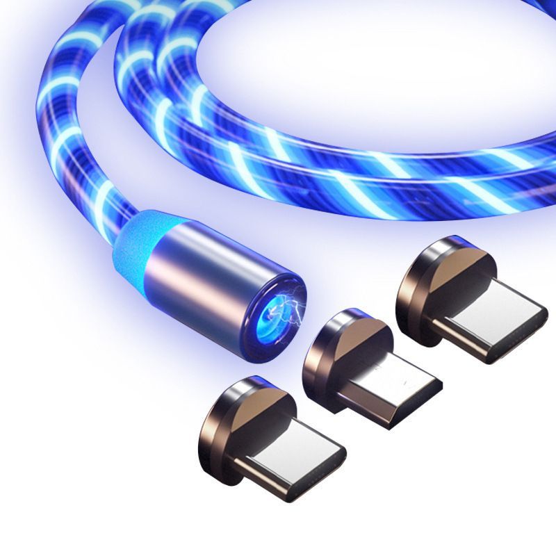 Magnetic streamer data line is suitable for Apple type-C Android mobile phone led three in one magnetic charging line