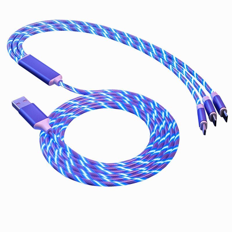 One drag three metal streamer cable is suitable for Apple Android type-C mobile phone one minute three fast charging data cable