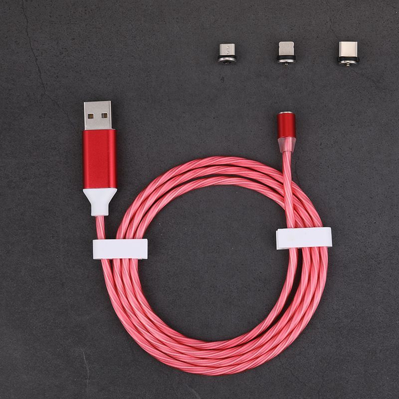 Magnetic streamer data line is suitable for Apple type-C Android mobile phone led three in one magnetic charging line