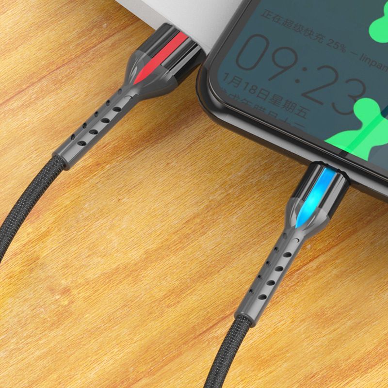 Running lantern cloth data line is suitable for Apple Android typec mobile phone fast charging line 2.4a intelligent light breaking line