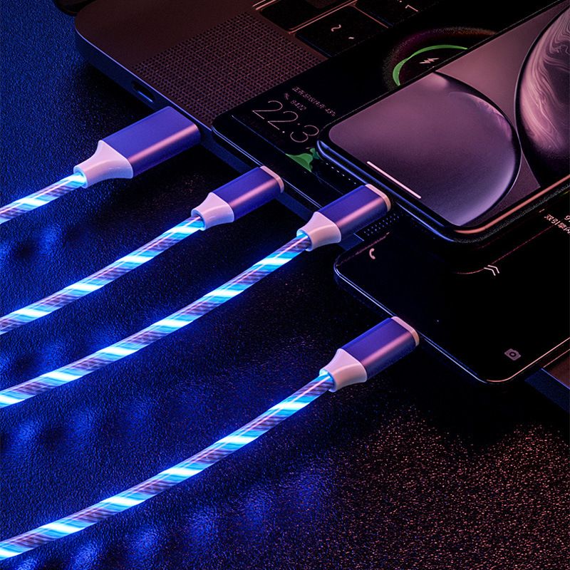 Metal streamer data cable is suitable for Apple Android type-C running lamp, intelligent power-off 2.4a fast charging cable