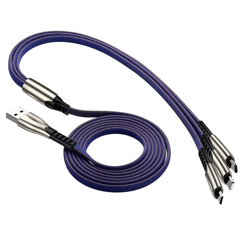 One drag three data cable, one split three data cable, shark fin zinc alloy, one drag three fast charging cable, customized logo
