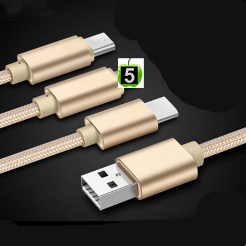 One drag three metal braided data cable multifunct...