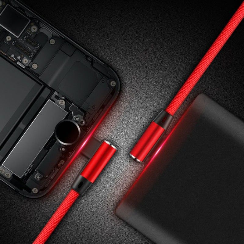 Tiktok double bend, eat chicken data line shake voice USB fast charge Android mobile games elbow bend charging line factory