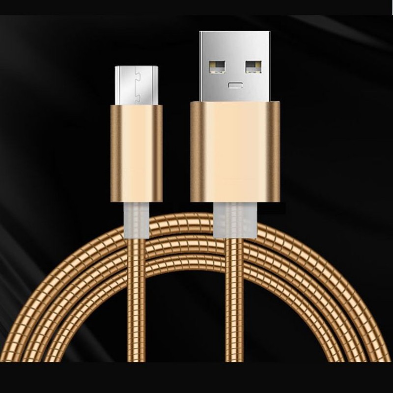 Metal hose spring data cable anti winding quick charging zinc alloy V8 Android general mobile phone charging cable manufacturer