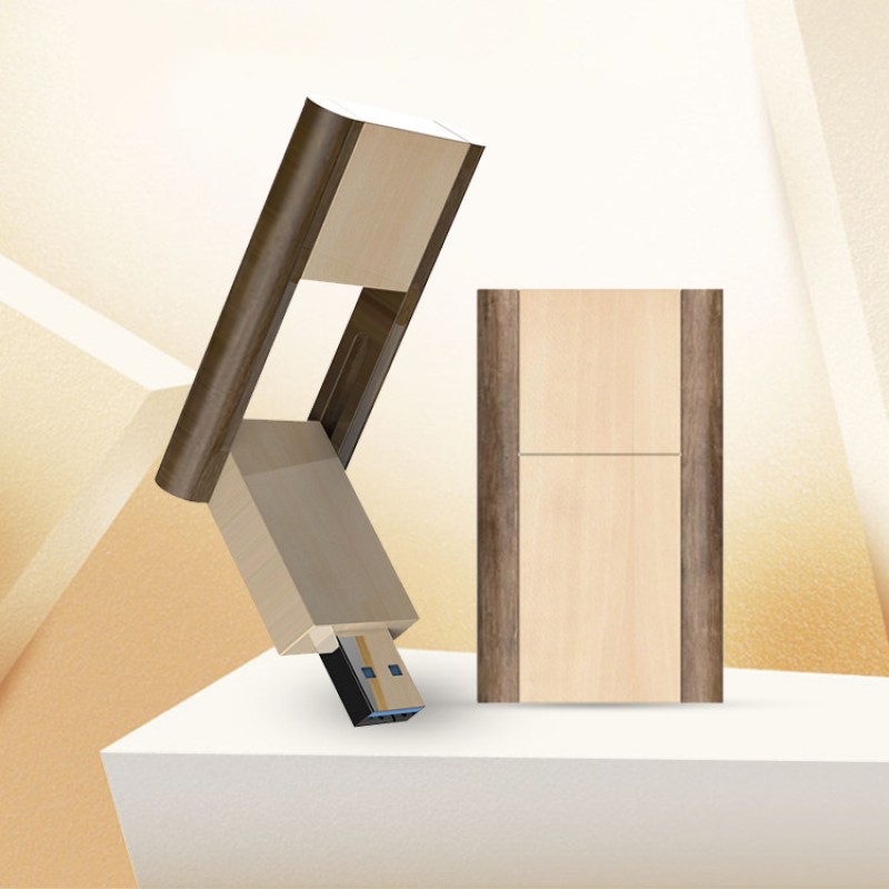 Wholesale wooden USB flash disk square wooden flip USB flash disk business advertising gifts wooden USB flash disk Engravable logo