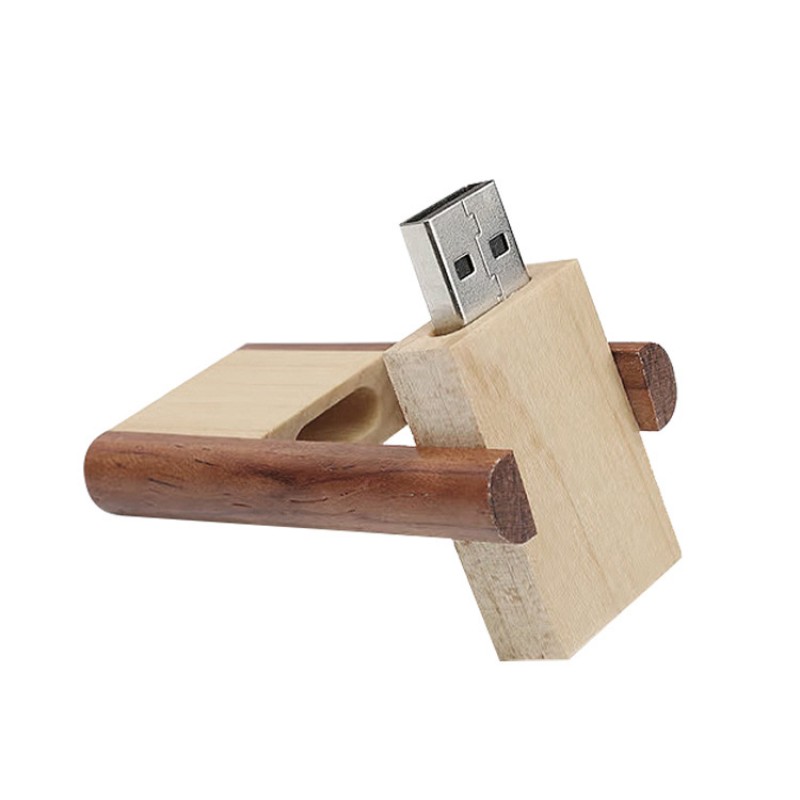 Wholesale wooden USB flash disk square wooden flip USB flash disk business advertising gifts wooden USB flash disk Engravable logo