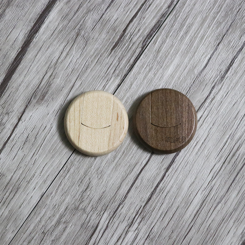 Foreign trade round bamboo wooden U disk rotating chain wooden USB flash disk 32guab2 0 free design proofing
