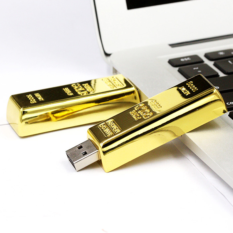 USB flash disk manufacturer wholesale gold bar gift U disk 16g gold U disk 32g Bank gold brick USB flash disk can customize logo