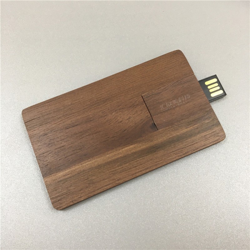 Wood card U disk 32g business card type wood U disk walnut bamboo USB flash disk exhibition business card electronic gift