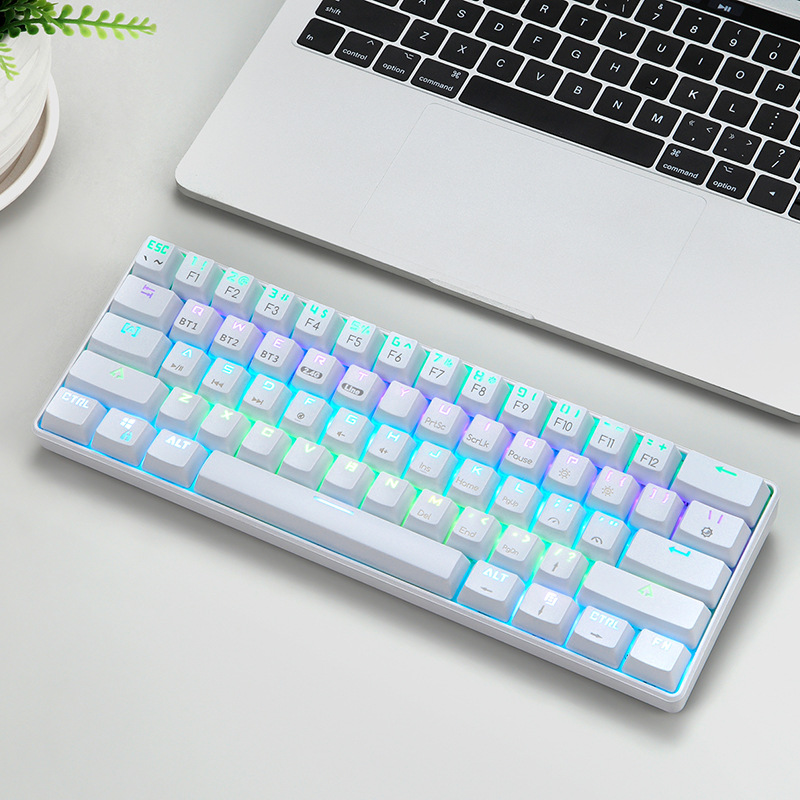 NINNGEO wireless Bluetooth three mode mechanical keyboard, green shaft key line separation, wired RGB lighting keyboard plug and pull shaft 