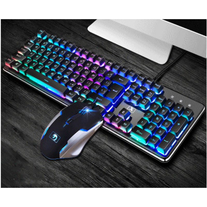 Cross border supply Xinmeng 620 wired keyboard and mouse set Steampunk real mechanical keyboard and mouse Amazon
