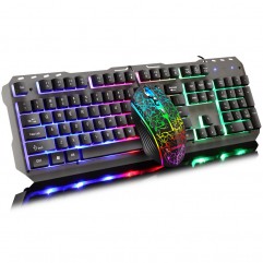 Metal mechanical handle keyboard and mouse set wir...
