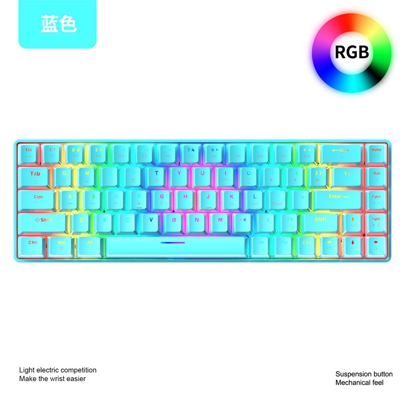 Cross border Amazon free wolf t8rgb keyboard 68 key RGB luminous game machine notebook mac60%