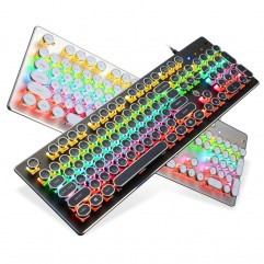 Hjk920 Steampunk real mechanical wired keyboard gr...