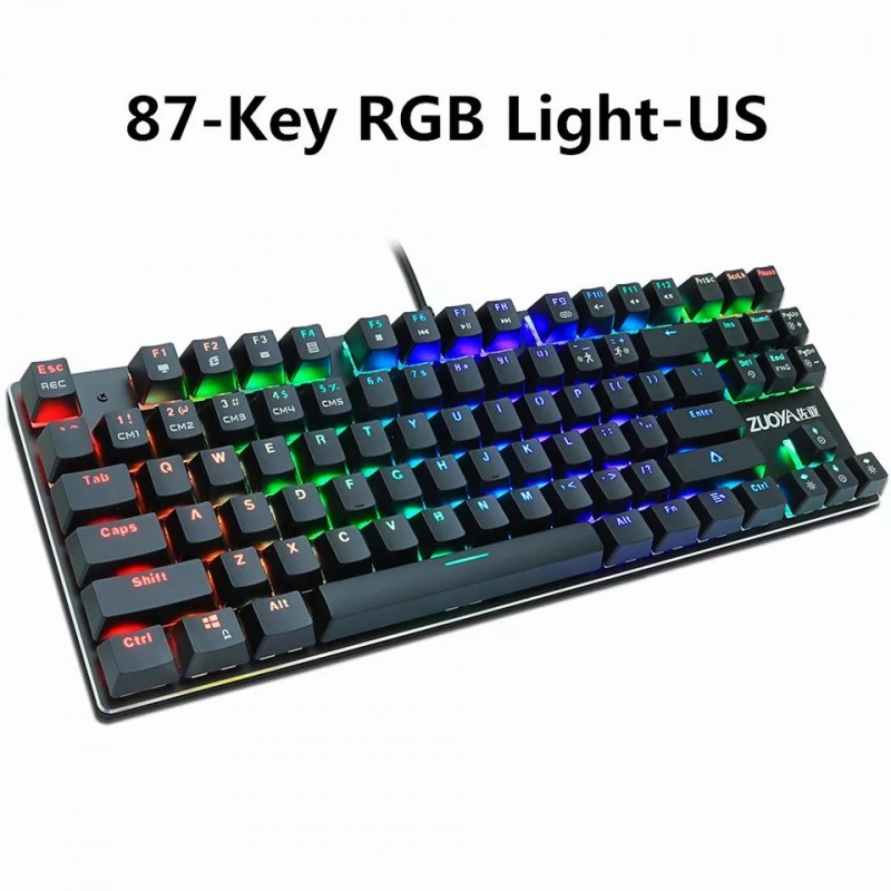 Wish Amazon Zoya 87 green axis mechanical keyboard red axis game keyboard RGB black axis wired backlight keyboard