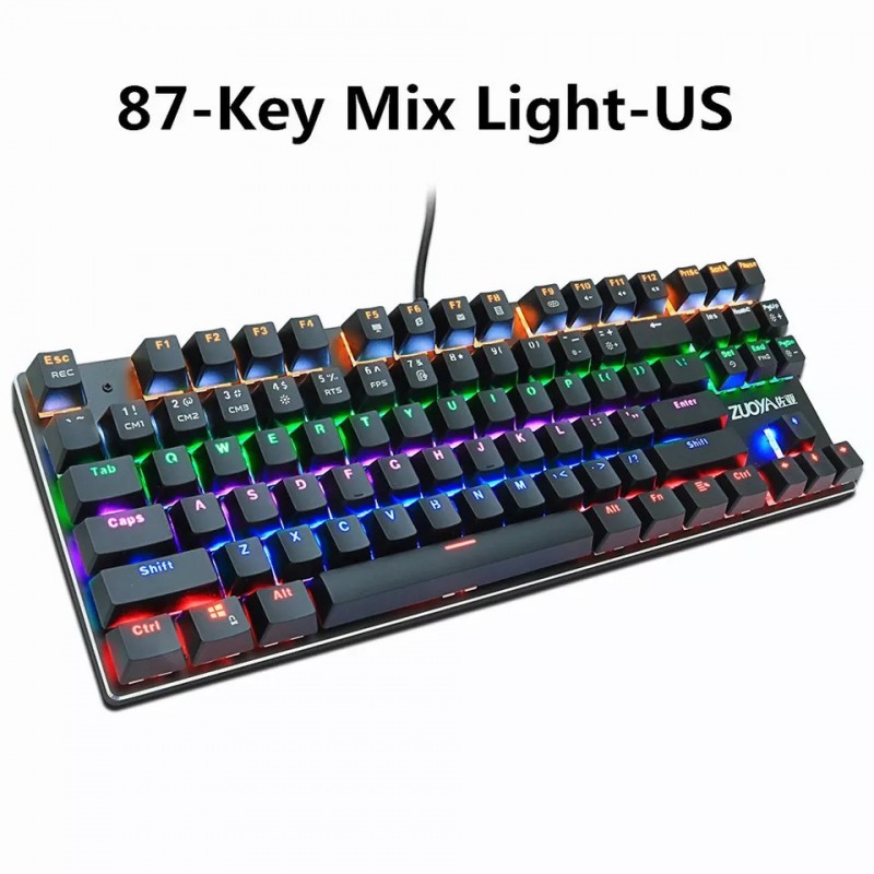 Wish Amazon Zoya 87 green axis mechanical keyboard red axis game keyboard RGB black axis wired backlight keyboard